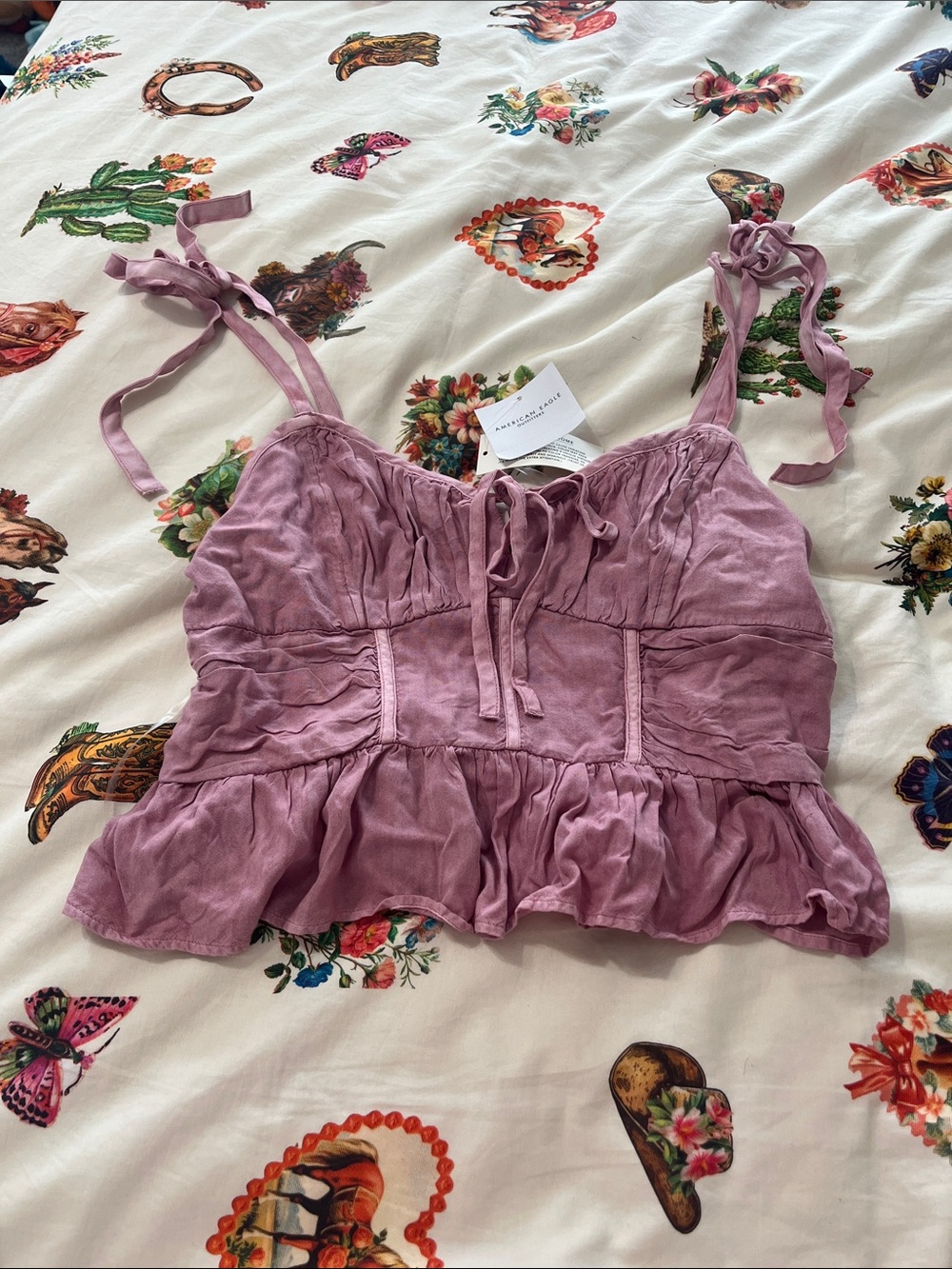 American Eagle Outfitters Dusty Mauve Tie-Front top